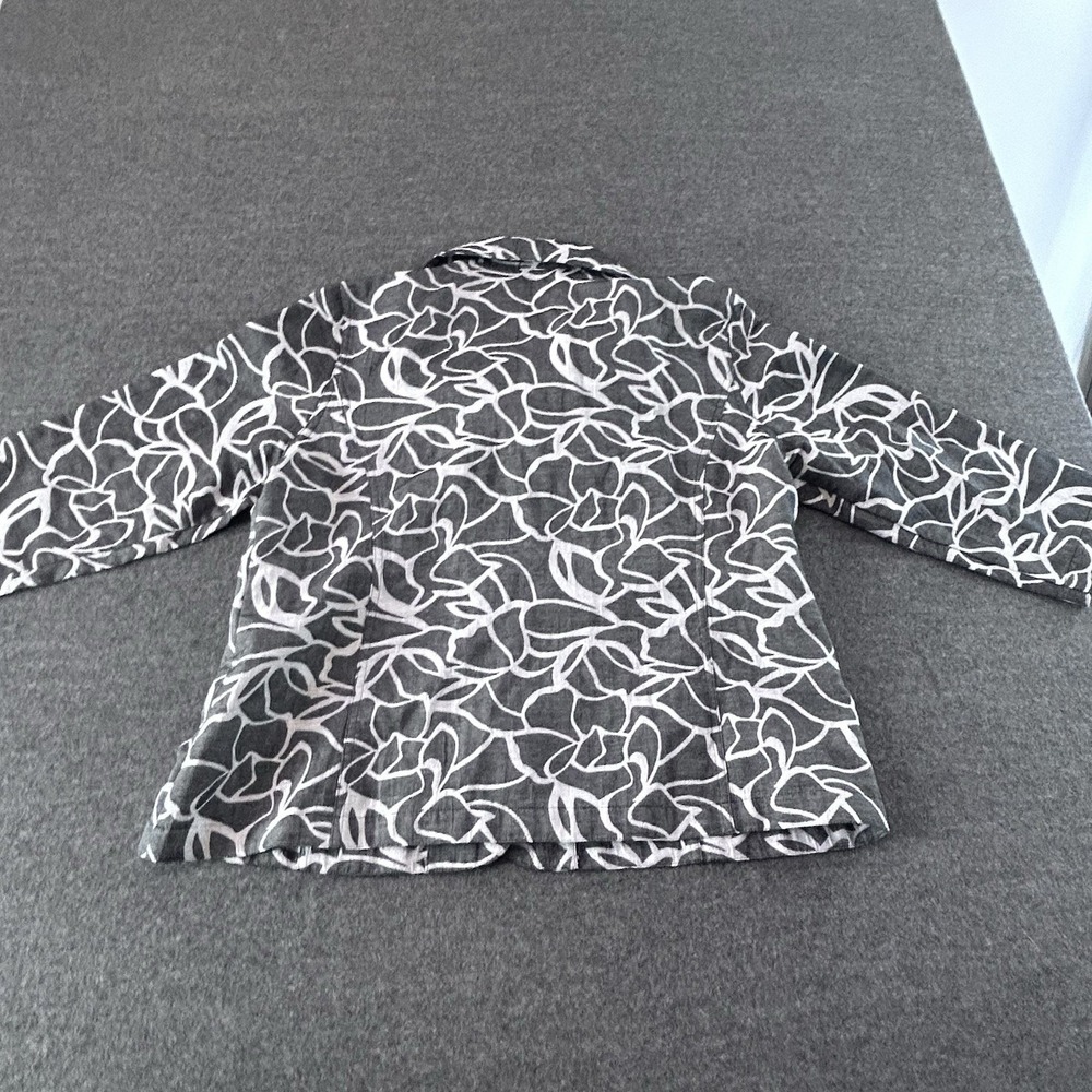 Additions By Chico's Gray & White Abstract Print Lightweight Jacket Sz 2 ; 12; L - Picture 6 of 16
